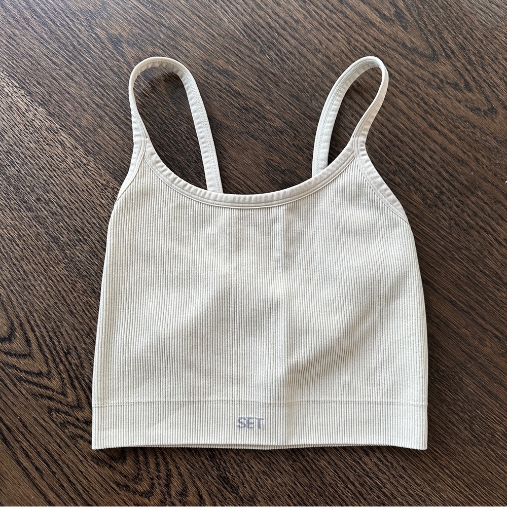SET Active Cream Ribbed Tank Top